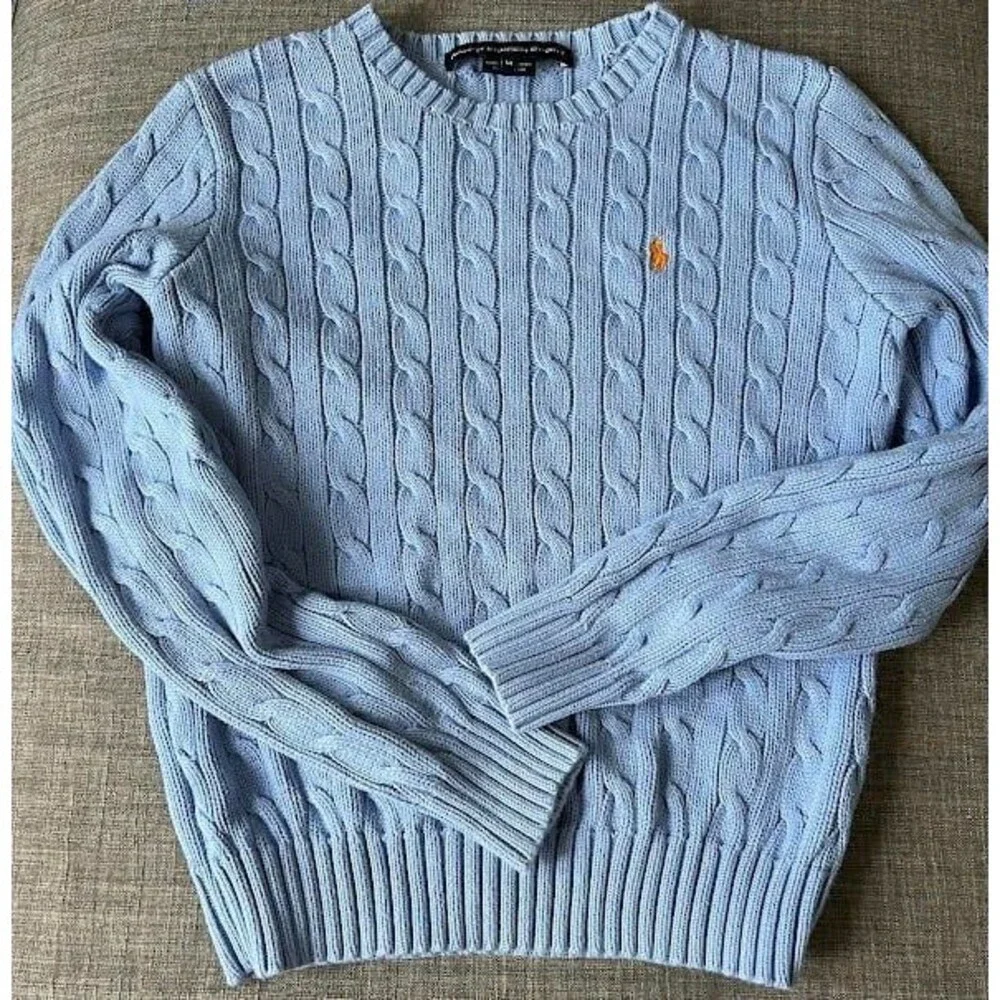 Polo Ralph Lauren Cotton Cable Pullover Sweater Kids light blue Kids M